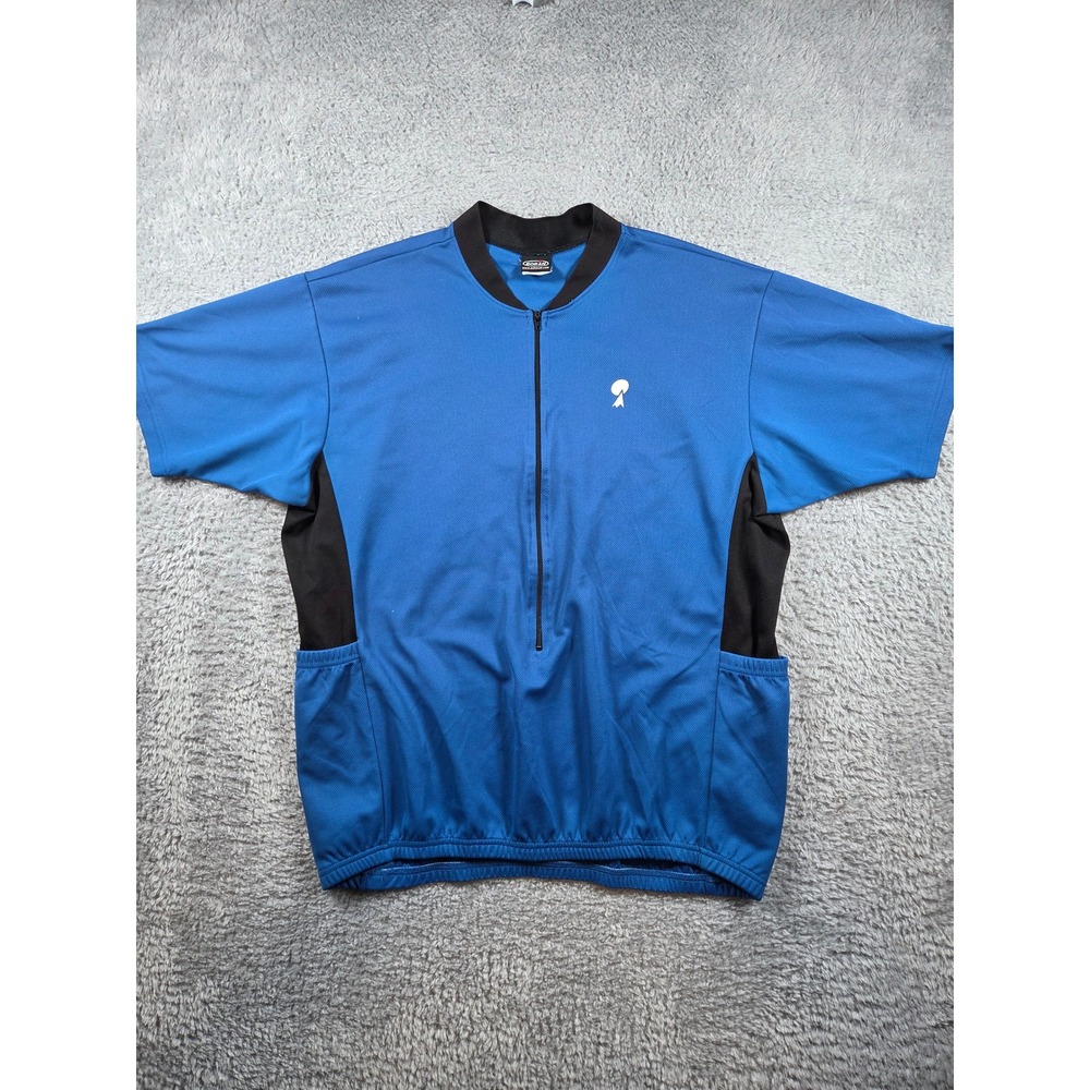 Borah Cycling Jersey XL Blue Mens Short Sleeve Half Zip‎ Rear Pockets Athletic